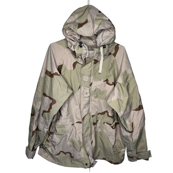 Genuine US Army Tri Colour Desert Camo Gore-Tex ECWCS Parka Jacket Large/R - Picture 1 of 5